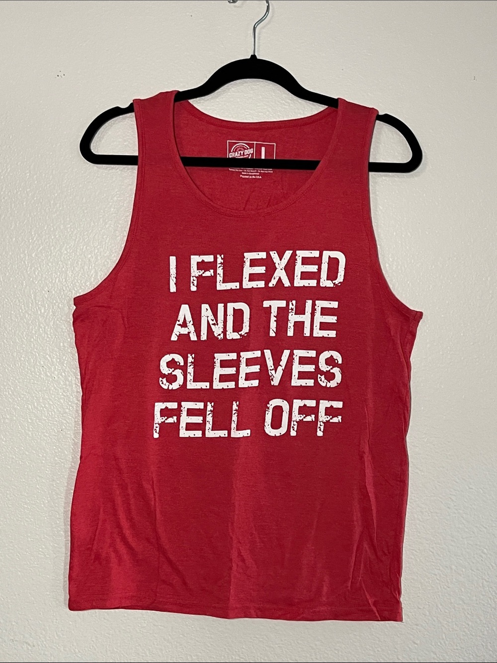 Red Graphic Muscle Tank - "I FLEXED AND THE SLEEVES FELL OFF"